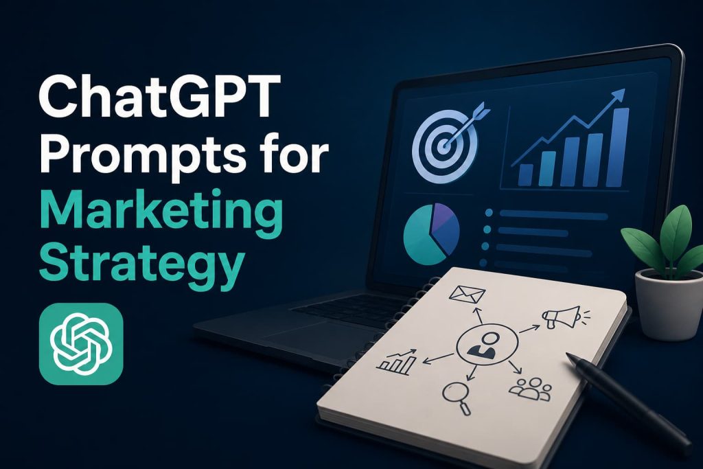 ChatGPT prompts for marketing strategy with AI-powered marketing planning, audience targeting, campaign development, and business growth analytics