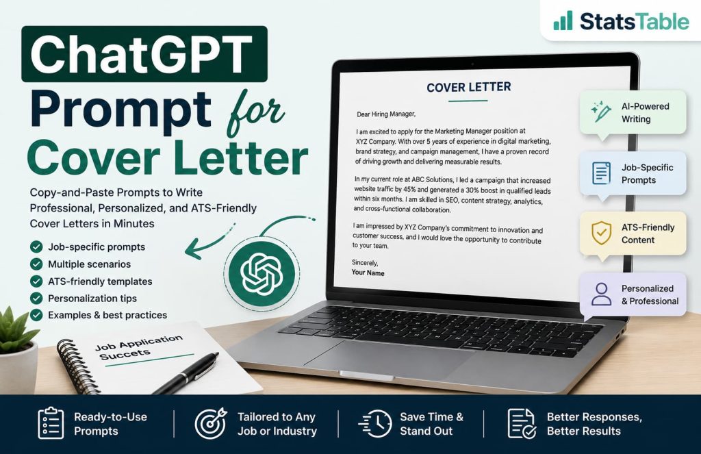 ChatGPT prompt for cover letter guide showing AI-generated cover letter writing, ATS-friendly templates, personalized job application prompts, and professional cover letter examples.