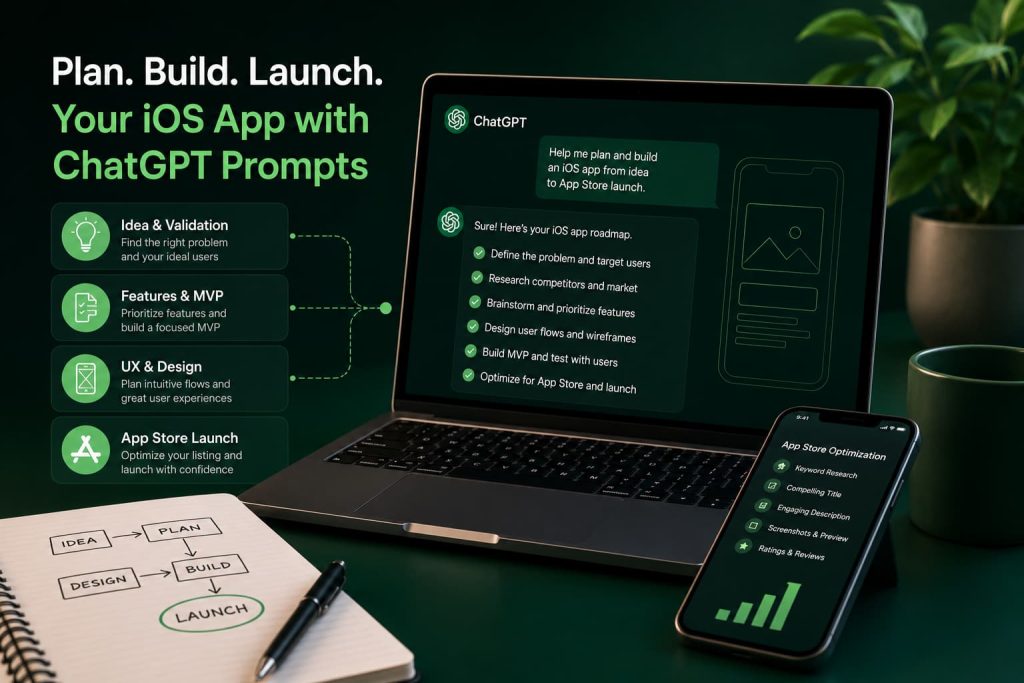 Using ChatGPT prompts for iOS app planning, feature prioritization, UX design, MVP development, and successful App Store launch